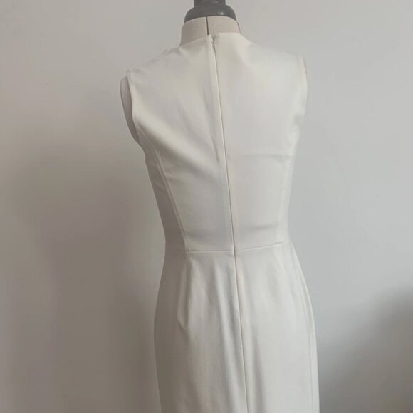 Banana Republic Cream Sheath Midi Dress V-Neck Sleeveless Size 4 - Picture 3 of 12